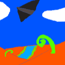 a glider lander flying over mars (starscape)