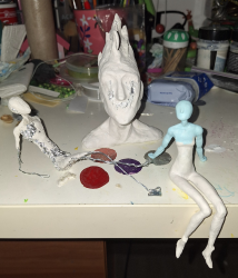 Sculptures of my characters in various stages of completion