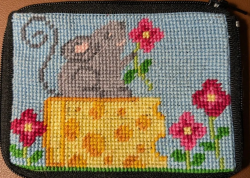 Mouse with a Flower on Cheese
