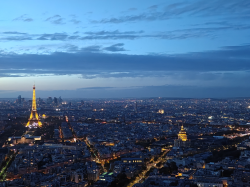 La Tour d'Eiffel at dusk, as seen from l'Observatoire de Paris Montparnasse